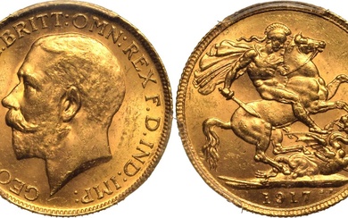 1917 C Gold Sovereign PCGS MS64