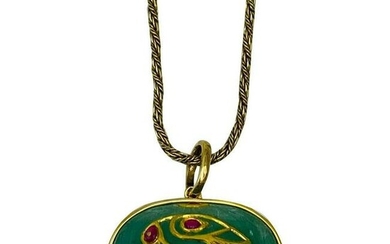 1930’s Yellow Gold, Carved Emerald and Ruby