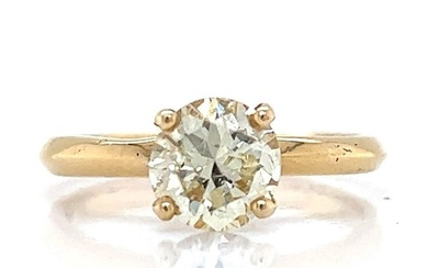 1960s 18K Yellow Gold 1.35 Ct. Fancy Light Yellow Diamond Ring