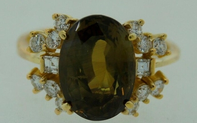 1980s 4.62-ct AFRICAN ALEXANDRITE DIAMOND YELLOW GOLD