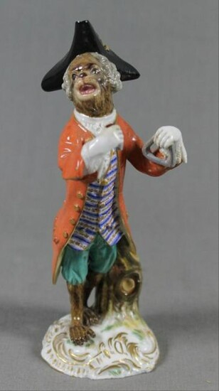 19Th C. Meissen Monkey Band Figure Of Triangle Player