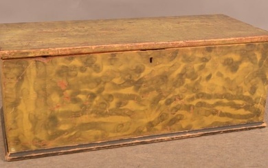 19th C. Softwood Smoke-Decorated Blanket Chest.