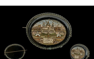 19th Century Micro Mosaic Brooch depicting a view of Vatican...