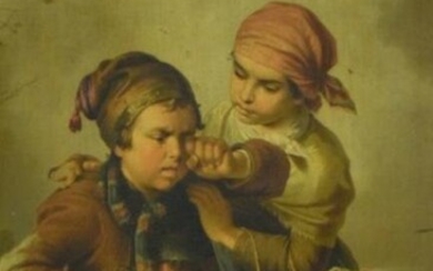 19th Century Oil On Canvas Genre Scene Children