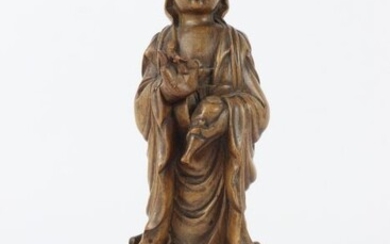 19th century Chinese carving, Guanyin, dressed in long robes...
