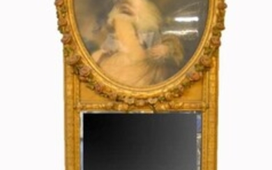 19thC. Ornate French Trumeau Mirror