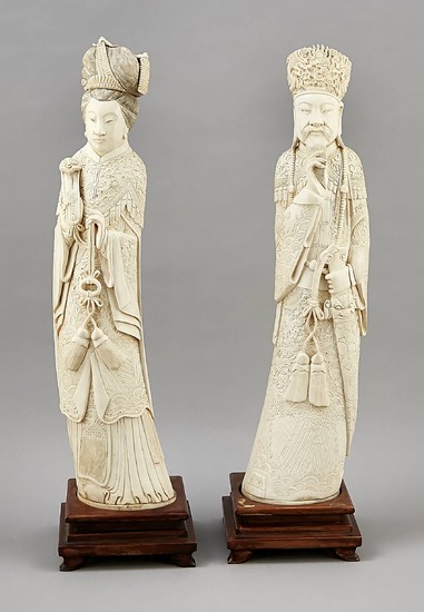 2 Large Ivory Figures, China, around 1920. Ivory...