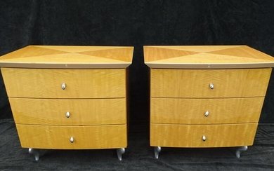 2 MODERN MCM TIGER MAPLE CHEST OF DRAWERS 28" X 30" X