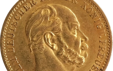 20 Mark 1872, Germany-Prussia, king Wilhelm I, Gold