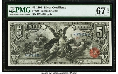 20036: Fr. 268 $5 1896 Silver Certificate PMG Superb Ge
