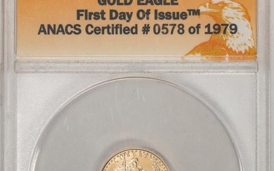 2008 $5 American Gold Eagle Coin ANACS MS70 First Day of Issue