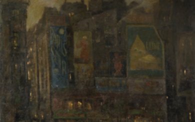 Lodovico Cavaleri ( Milano 1867 - Cuvio 1942 ) , "Montmartre" Olio su compensato (cm 110x123) Firmato e datato 1930.
