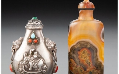 28036: Two Chinese Snuff Bottles 3-7/8 x 1-1/2 x 0-7/8