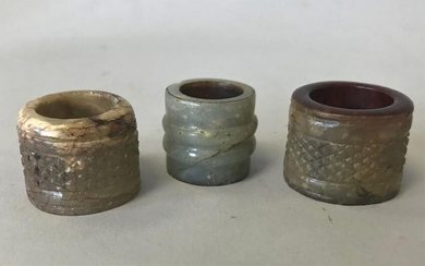 3 Chinese Archer's Rings, Jade & Serpentine