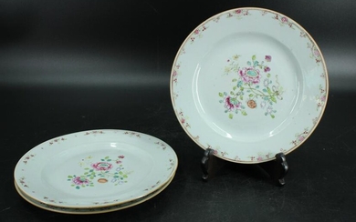 3 Chinese Export Hand Painted Plates