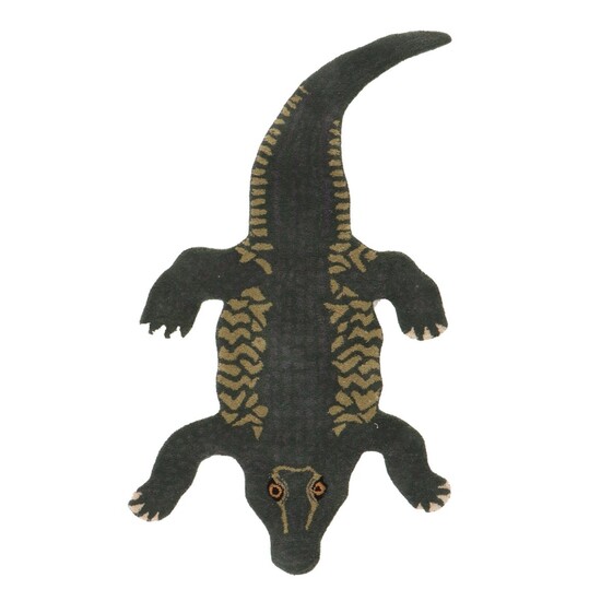 3' x 5'2 Hand-Tufted Crocodile Shaped Accent Rug, 2010s