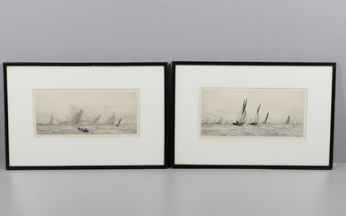 3329236. WILLIAM LIONEL WYLLIE, RA, RE (1851-1931). YACHT RACING OFF COWES; FISHING BOATS OFF RYDE.