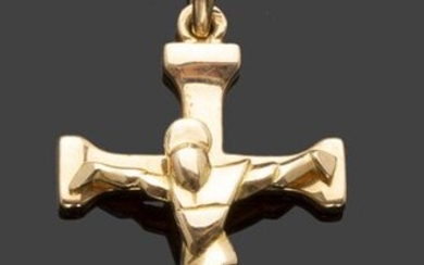 36. Croix pendentif en or jaune 750 millièmes.…