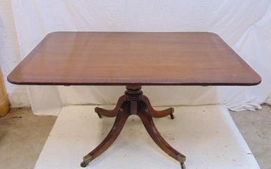Antique breakfast table, banded inlay mahogany, top is