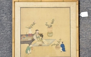 Asian Painting on Silk: Interior Scene