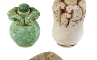 (3) Chinese Carved Hardstone Snuff Bottles