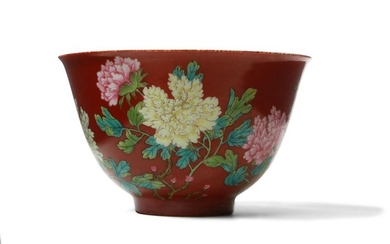 A CHINESE FAMILLE ROSE 'PEONIES' BOWL.