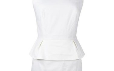 Christian Dior Dress White Cotton Peplum 8 Mint