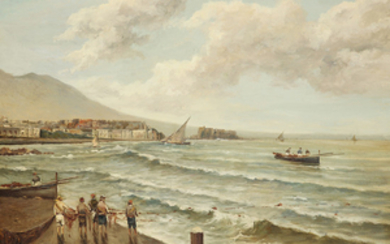 ELISEO MEIFREN ROIG (1859-1940) Pcheurs Cadaques Oil on canvas; signed...
