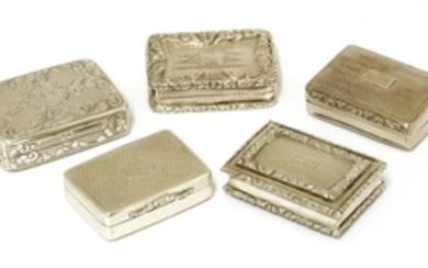 Five early 19th century silver vinaigrettes