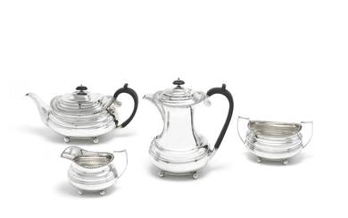 A four-piece silver tea service