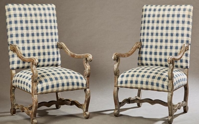 Pair of French Louis XIII Style Polychromed Armchairs