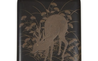 A Japanese lacquer "Deer and Autumn Grasses" box and...