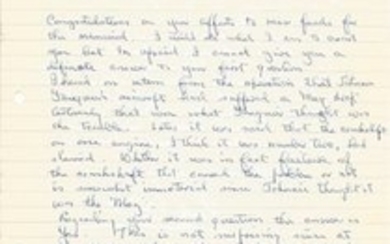 Jock Calder 617 sqn hand written letter to 617 Sqn historian Jim Shortland. Includes references to Johnny Fauquier and a...
