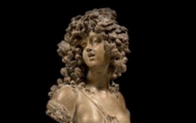 Joseph-Charles Marin (1759-1834) Buste de Bacchante Buste petite nature en terre cuite patinée