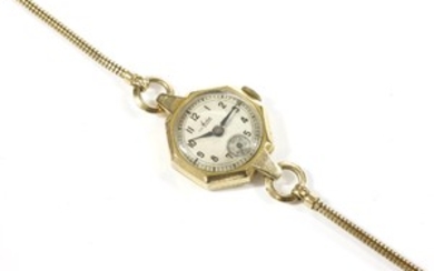 A ladies 9ct gold Avia mechanical bracelet watch
