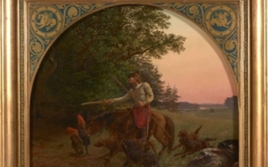 Lorenz FRØLICH Copenhague, 1820 - Hellerup, 1908 Le roi Svafur Lami force les nains Durin et Dvalin à lui promettre l'épée Tirfing