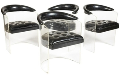 Lucite Tufted Tub Chairs - Four