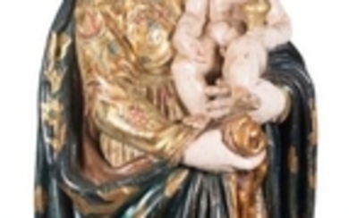 Madonna and Child Large carved, gilded and polychr…