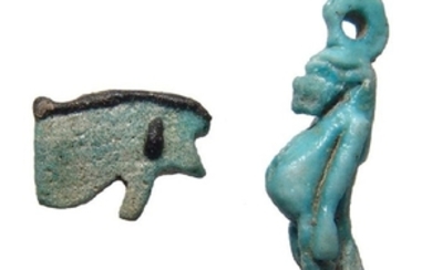 A nice pair of Egyptian faience amulets