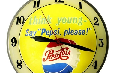 A NICE PEPSI 'DOUBLE BUBBLE' LIGHTED ADVERTISING CLOCK