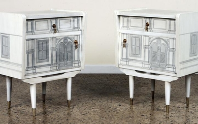 PAIR OF NIGHT STANDS IN THE MANNER OF FORNASETTI