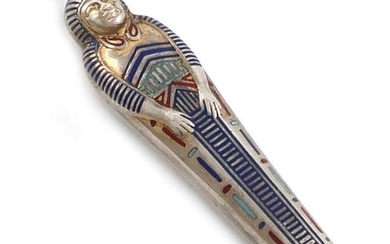 A novelty silver-gilt and enamel propelling pencil, unmarked,...