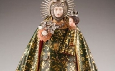 Our Lady Polychrome and partly gilt wood Richly f…