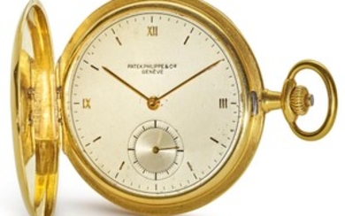 PATEK PHILIPPE | A LARGE YELLOW GOLD HUNTING CASED WATCH MVT 172627 CASE 501164 MADE IN 1912