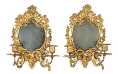 * A Pair of Rococo Style Gilt Metal Sconces