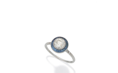 A sapphire and diamond target ring