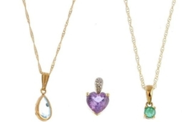 A selection of gem-set jewellery. To include a 9ct gold