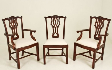 SET OF 12 CHIPPENDALE STYLE MAHOGANY CHAIRS