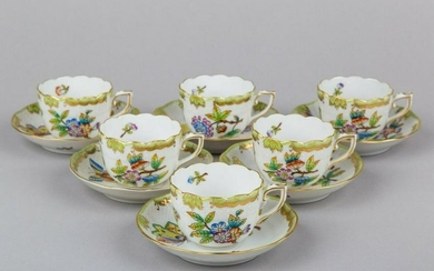 Set of Six Herend Queen Victoria Coffee Mocha Cups with