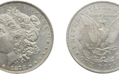 Silver Dollar, 1878, 7 over 8 Tail Feathers (strong), PCGS MS 65